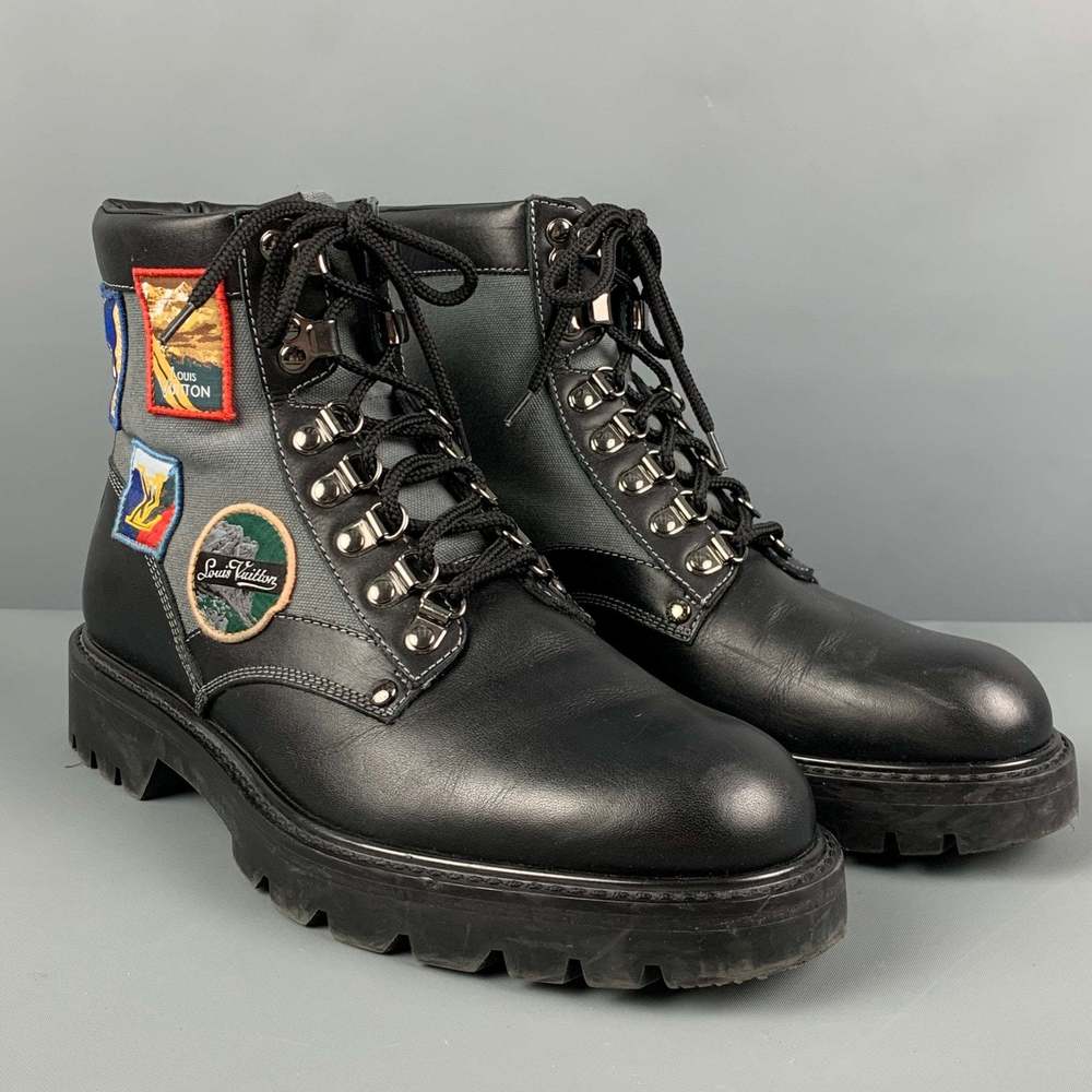 LOUIS VUITTON Black Patches Leather Metropolis Ranger Boots - Picture 2 of 9